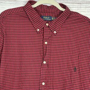 Polo Ralph Lauren Button Down Shirt Mens 3XB Big Gingham Check Red Black Pony